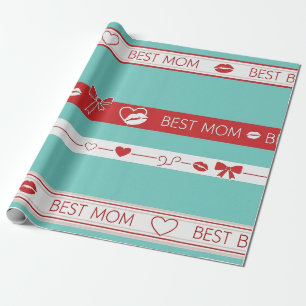 Vintage Pop Art Best Mom Love Pattern Wrapping Paper