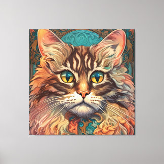Vintage Pop Art, Louis Wain Beautiful Cat Canvas Print
