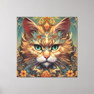 Vintage Pop Art, Louis Wain Beautiful Cat Canvas Print