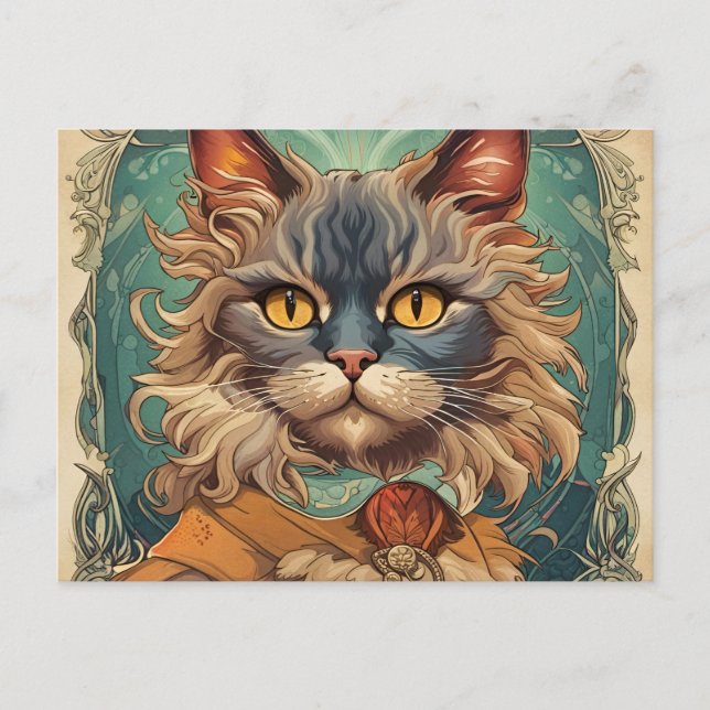 Vintage Pop Art Louis Wain Retro Style Postcard (Front)