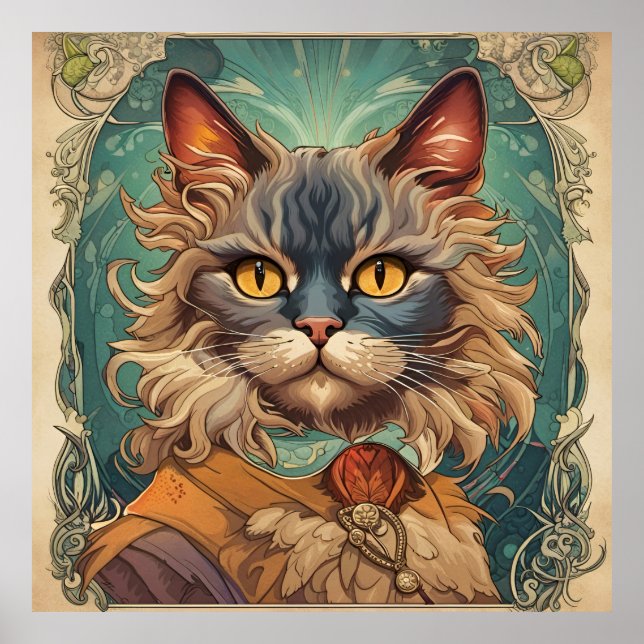 Vintage Pop Art Louis Wain Retro Style Poster (Front)