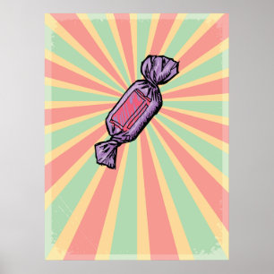 Vintage Pop Art Wrapped Candy Poster