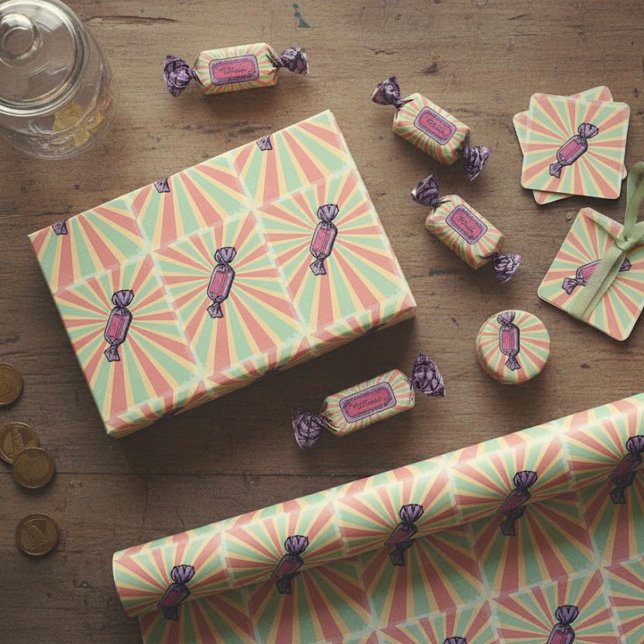 Vintage Pop Art Wrapped Candy Wrapping Paper (Creator Uploaded)