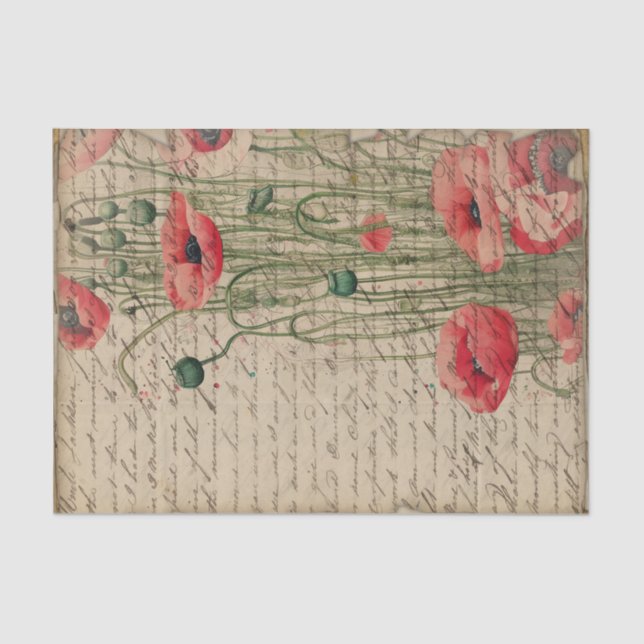 Vintage Poppies Journal I Tissue Paper (Front)