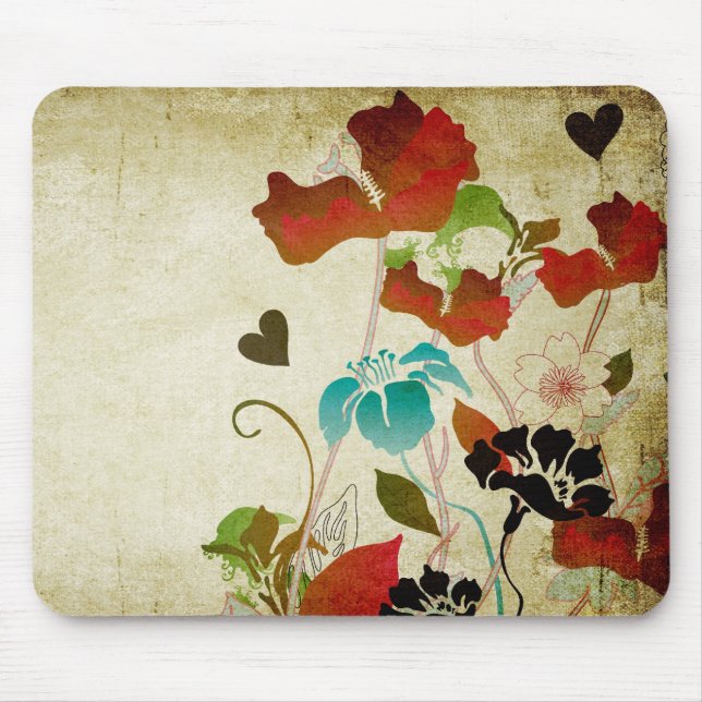 Vintage Poppies Mousepad (Front)