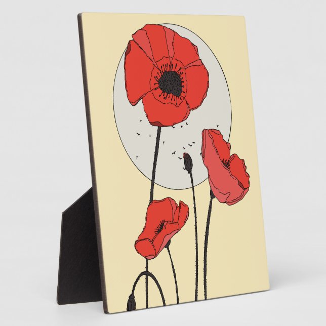 Vintage Poppies Plaque (Side)