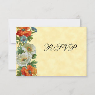 Vintage Poppies RSVP Invitation Template