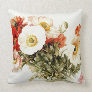 Vintage Poppies Throw Pillow