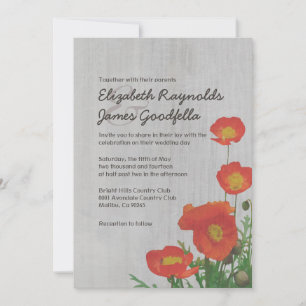 Vintage Poppies Wedding Invitations