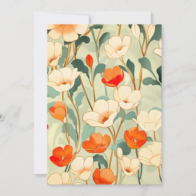 Vintage Poppy Blossom Announcement (Front)