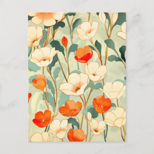 Vintage Poppy Blossom Announcement Postcard