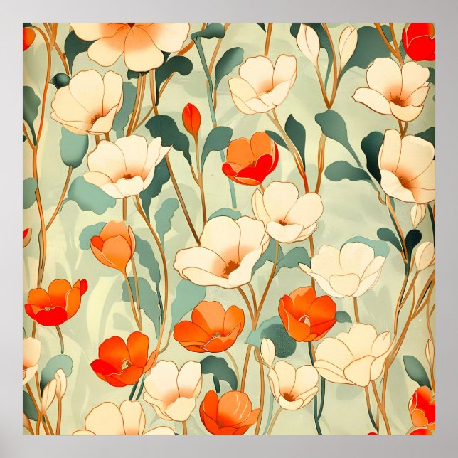 Vintage Poppy Blossom Poster (Front)