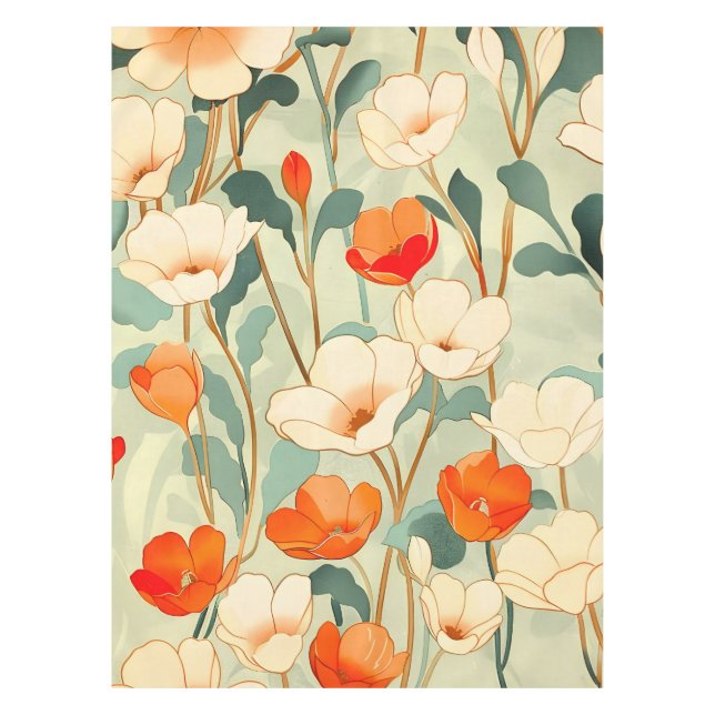 Vintage Poppy Blossom Tablecloth (Front)