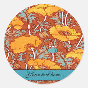 Vintage Poppy ~  Circle Sticker
