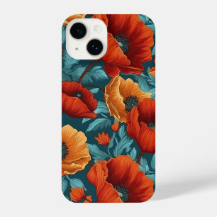 Vintage Poppy Floral Seamless Pattern iPhone 14 Case