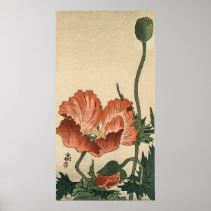 Vintage Poppy Flower by Ohara Koson Poster