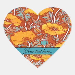 Vintage Poppy ~ Heart Sticker