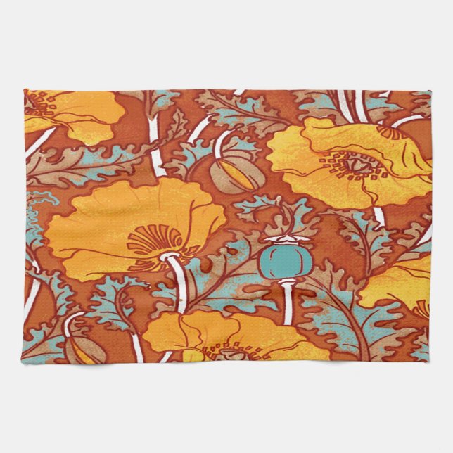 Vintage Poppy Kitchen Towel (Horizontal)