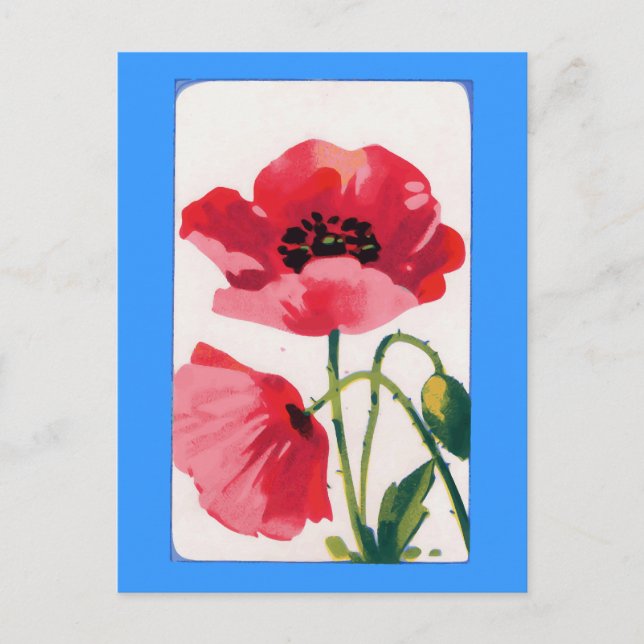 Vintage Poppy Print Postcard (Front)
