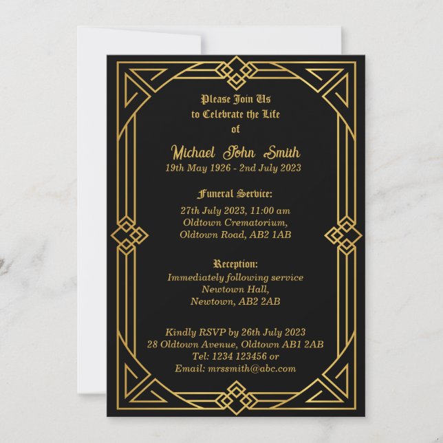 Vintage Popular Minimalist Memorial Invitation (Front)