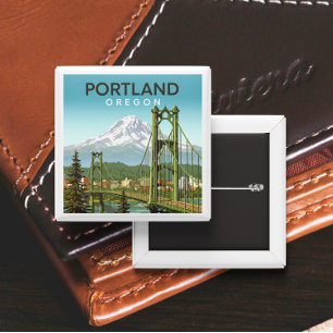 Vintage Portland Oregon 2 Inch Square Button