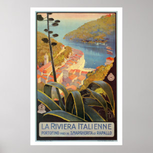 Vintage Portofino Italian Riviera travel poster