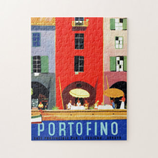 Vintage Portofino Italy Europe Travel Illustration Jigsaw Puzzle