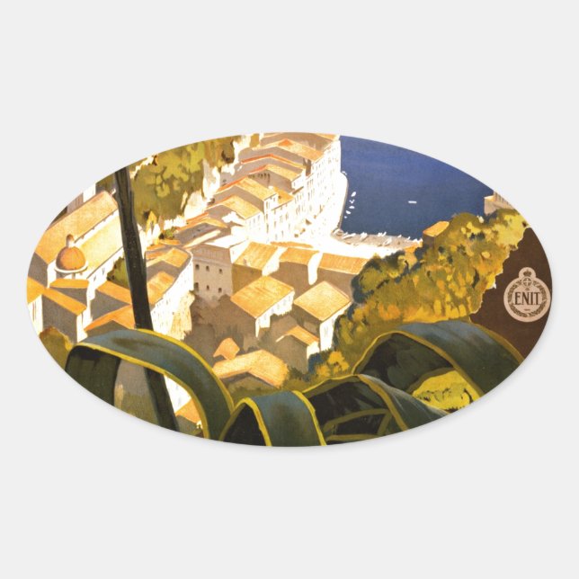 Vintage Portofino Italy Oval Sticker (Front)