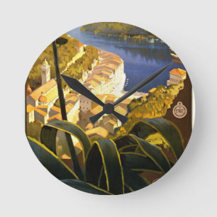 Vintage Portofino Italy Round Clock