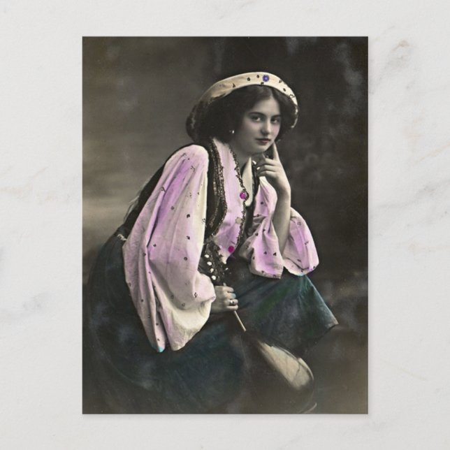 Vintage Portrait of a Gypsy Girl Postcard (Front)