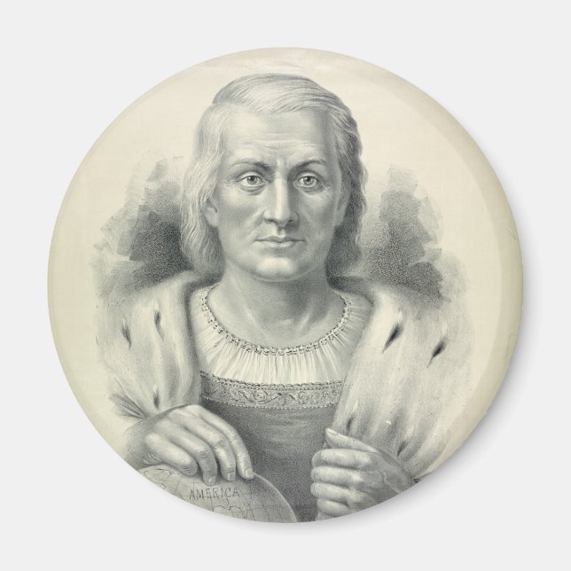 Vintage Portrait of Christopher Columbus Magnet (Front)