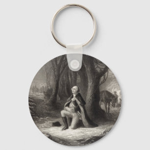 Vintage Portrait of George Washington Praying Keychain
