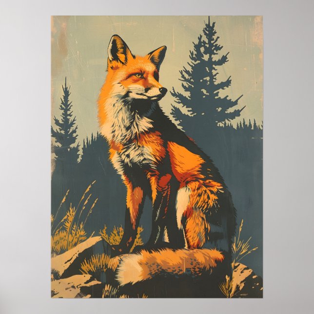 Vintage Portrait of the Red Fox Poster (Front)