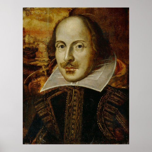 Vintage Portrait Painting of William Shakespeare Poster (Front)