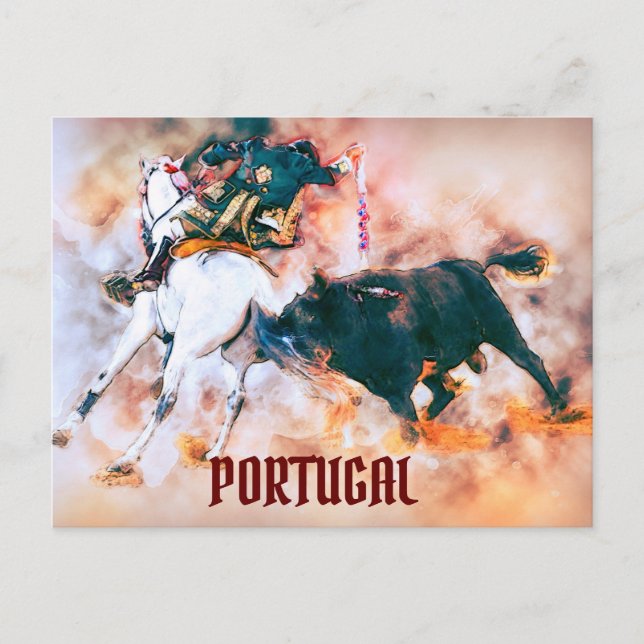 Vintage Portugal bullfight Postcard (Front)