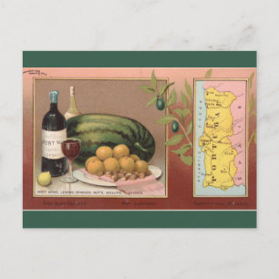 Vintage Portugal Map Postcard