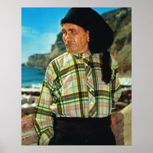 Vintage Portugal,  Nazare, fisherman Poster