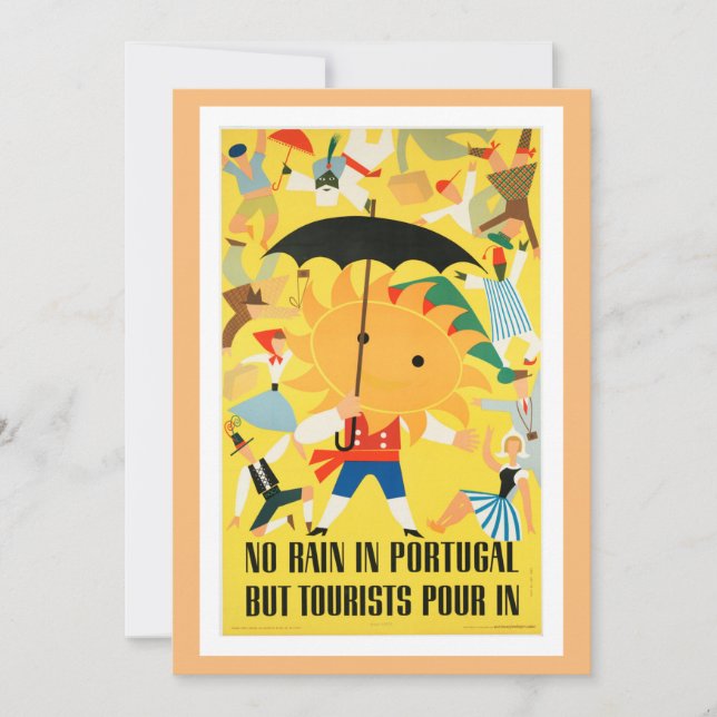 Vintage Portugal Travel Poster Card (Front)