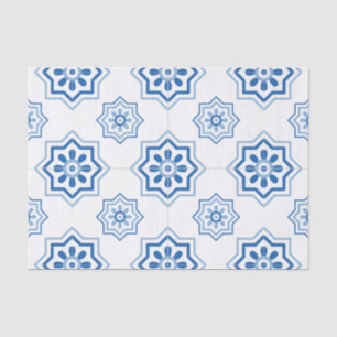 Vintage Portuguese Azulejo BLUE Tile Pattern Tissue Paper
