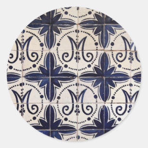 Vintage portuguese azulejo classic round sticker