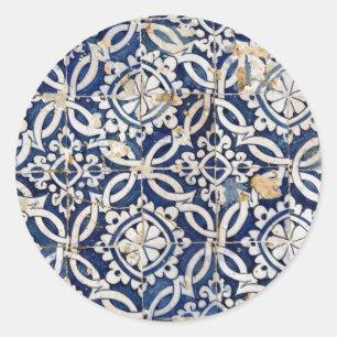 Vintage Portuguese Azulejo Classic Round Sticker