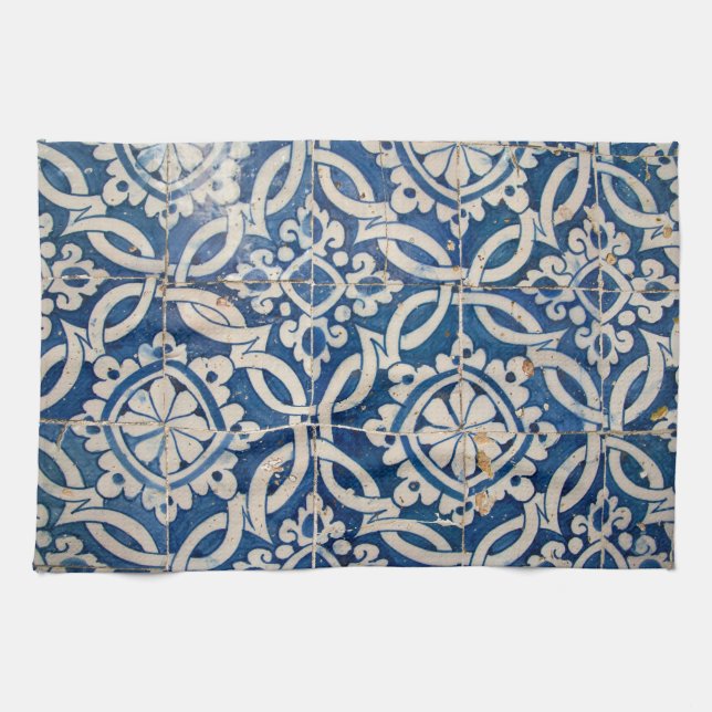 Vintage portuguese azulejo kitchen towel (Horizontal)