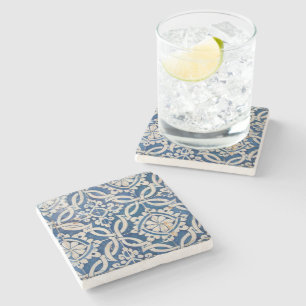 Vintage portuguese azulejo stone coaster