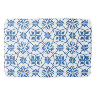 Vintage Portuguese Azulejo Tile Pattern Bath Mat
