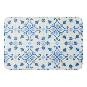 Vintage Portuguese Azulejo Tile Pattern Bath Mat