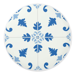 Vintage Portuguese Azulejo Tile Pattern Ceramic Knob