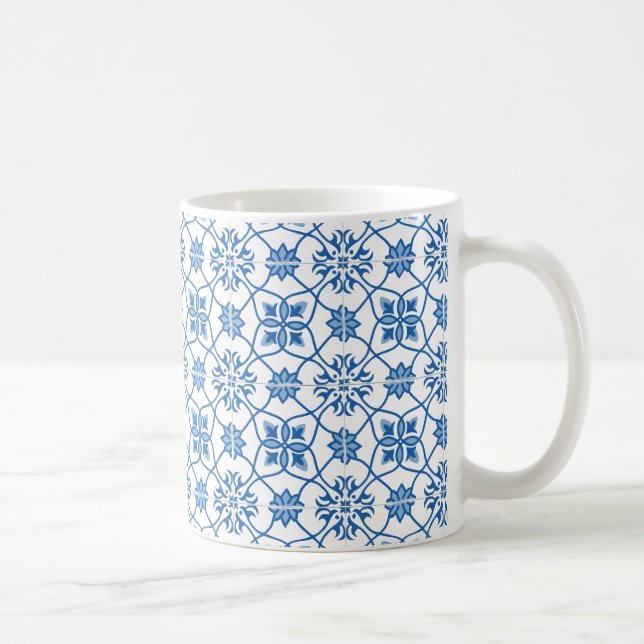 Vintage Portuguese Azulejo Tile Pattern Coffee Mug (Right)