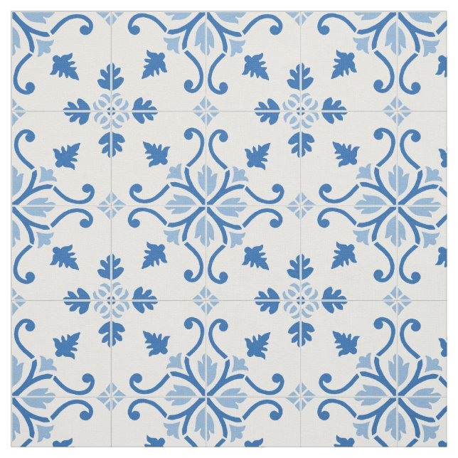 Vintage Portuguese Azulejo Tile Pattern Fabric (Swatch)