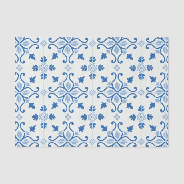 Vintage Portuguese Azulejo Tile Pattern Tissue Paper (Front)