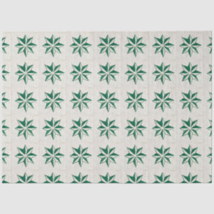 Vintage Portuguese Azulejos Star Green Decoupage Tissue Paper